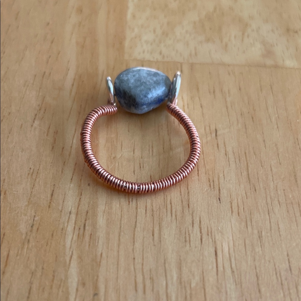 NWOT Artisan Lapis and Copper over Silver Plated Wire Wrapped Ring Size 6